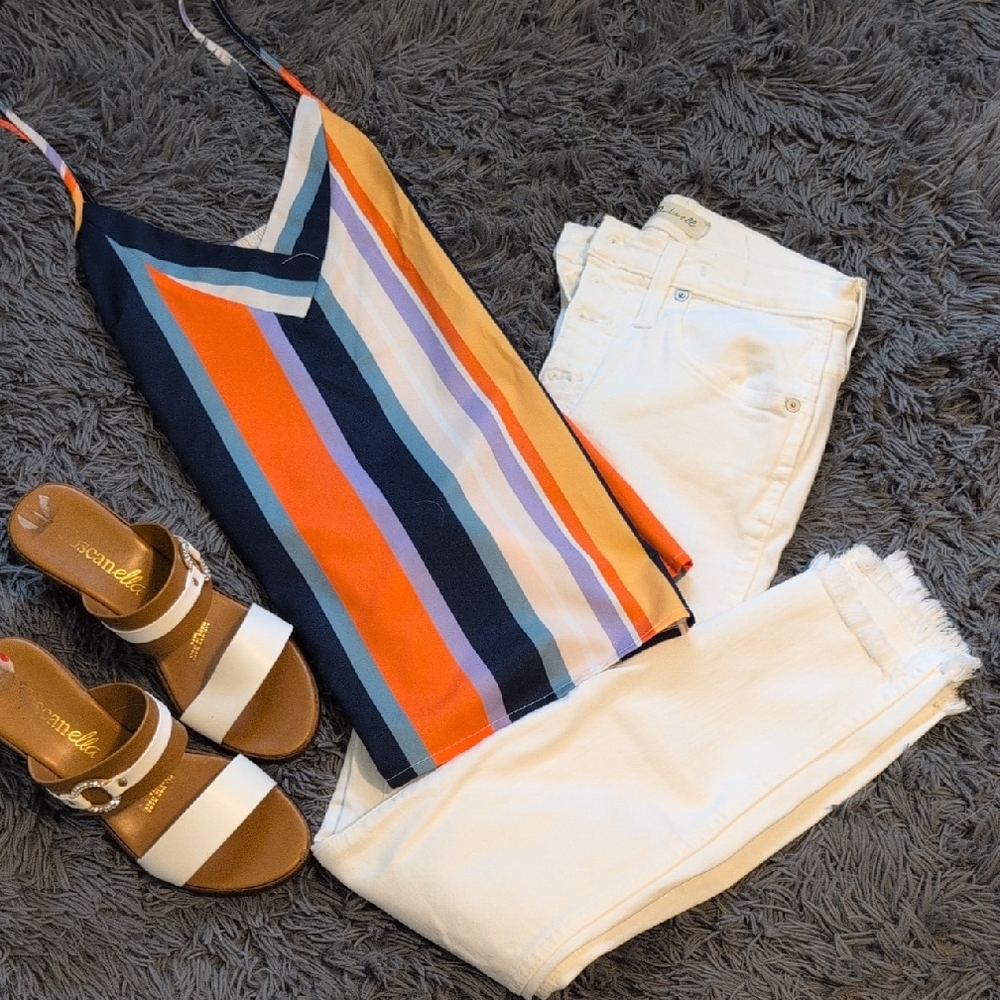 Madewell White Denim Jeans with Silver Buttons